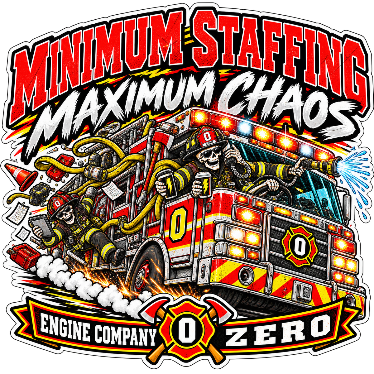 Minimum Staffing, Maximum Chaos | Engine Company Zero Sticker