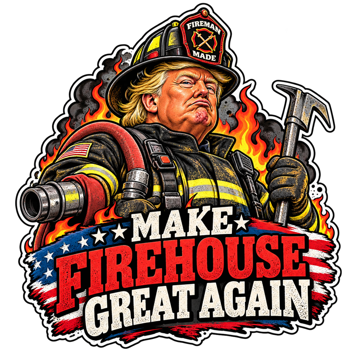 Make Firehouses Great Again | Trump Firefighter Sticker – Fireman Made